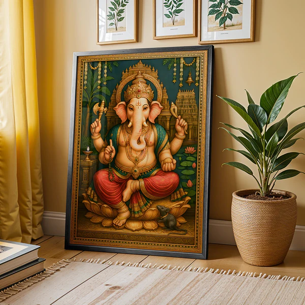 Divine Ganesha – Tanjore Grace – 14 x 21 Inch